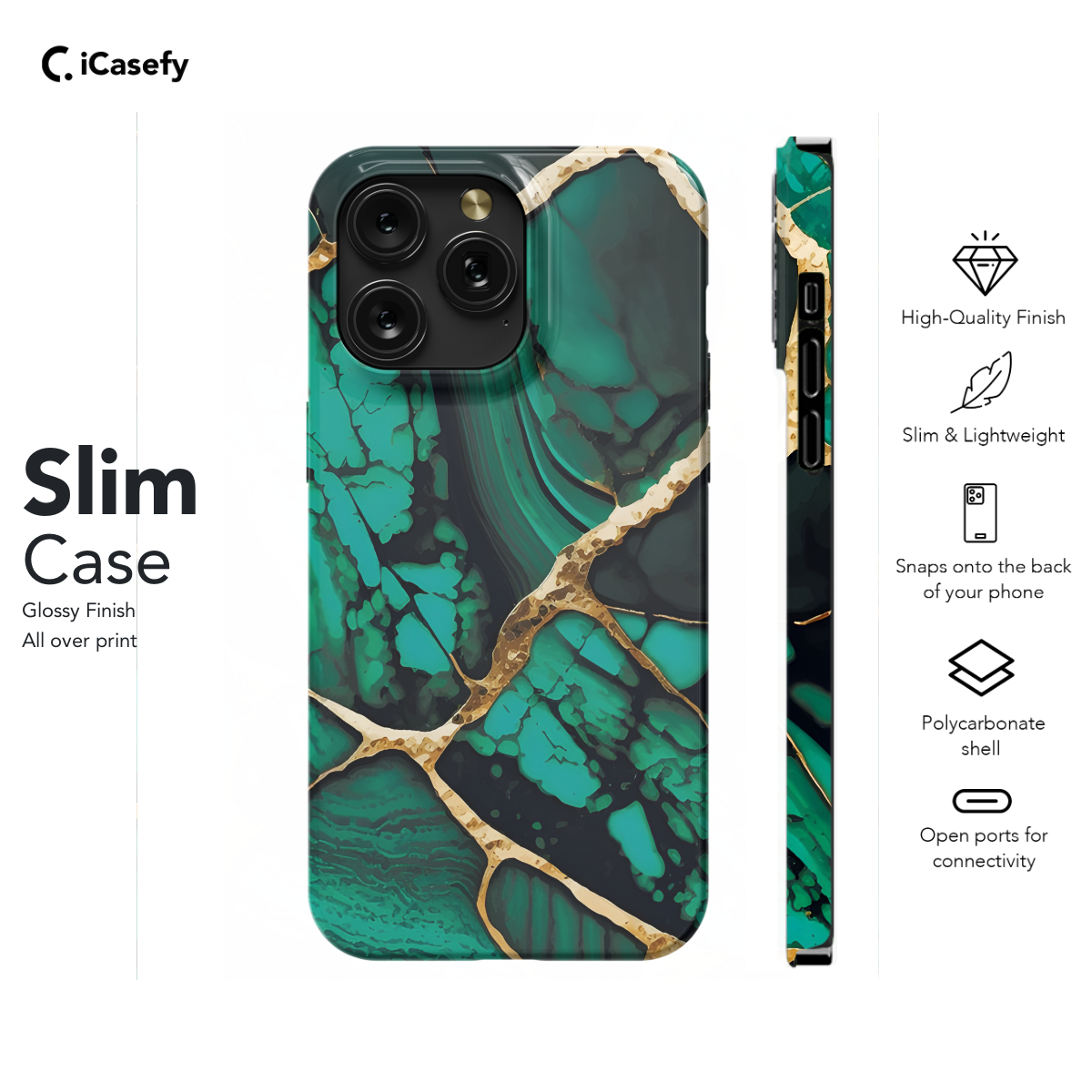 Emerald Green Marble Phone Case iPhone Samsung Cover Pixel 1396 - Image 6