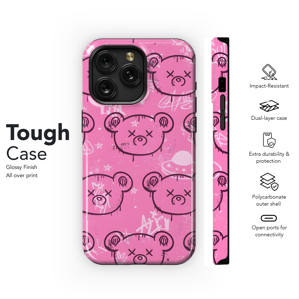 Emo Graffiti Bear Phone Case iPhone Samsung Cover Pixel 2554 - Image 6