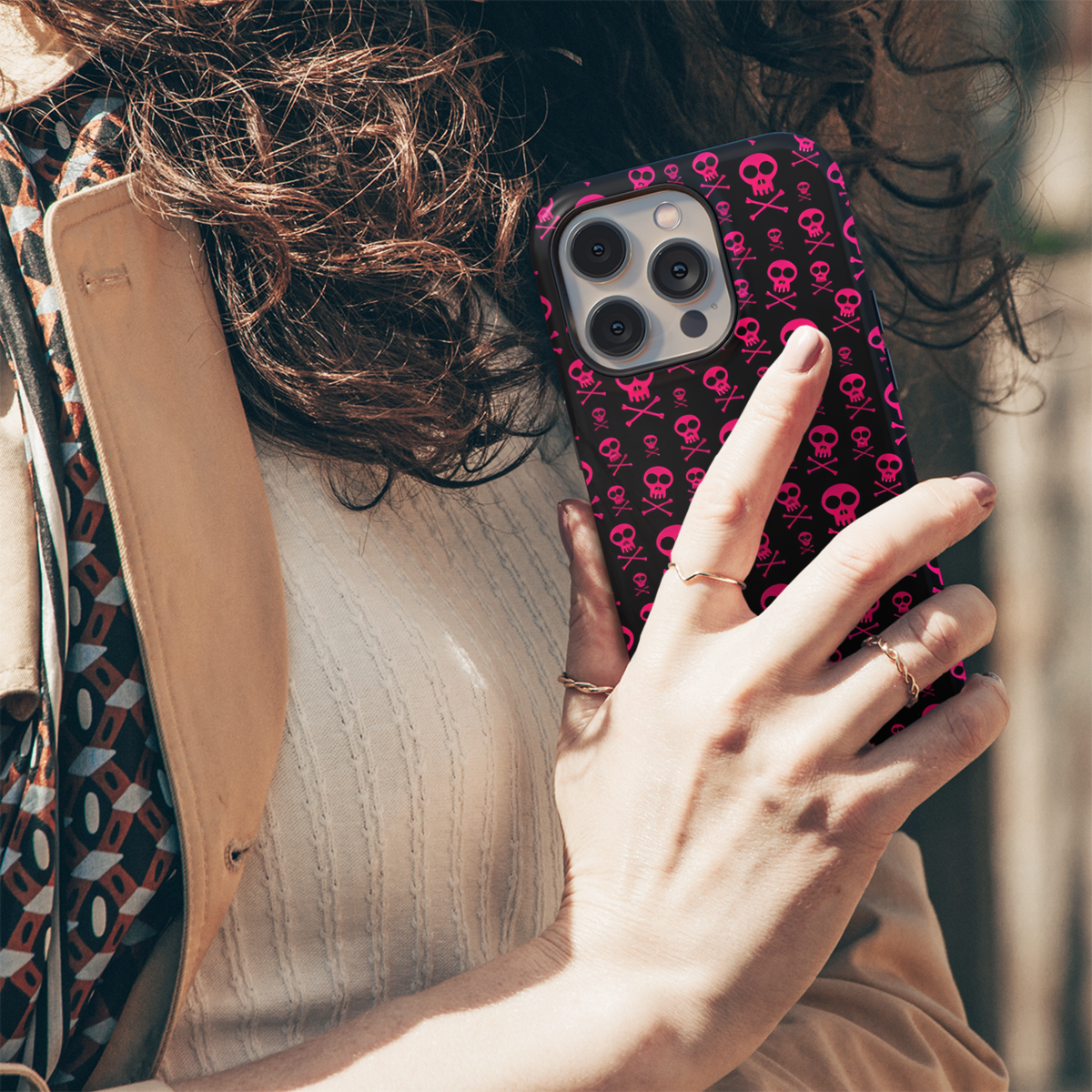 Emo Pink Skull Phone Case iPhone Samsung Cover Pixel 2553 - Image 5