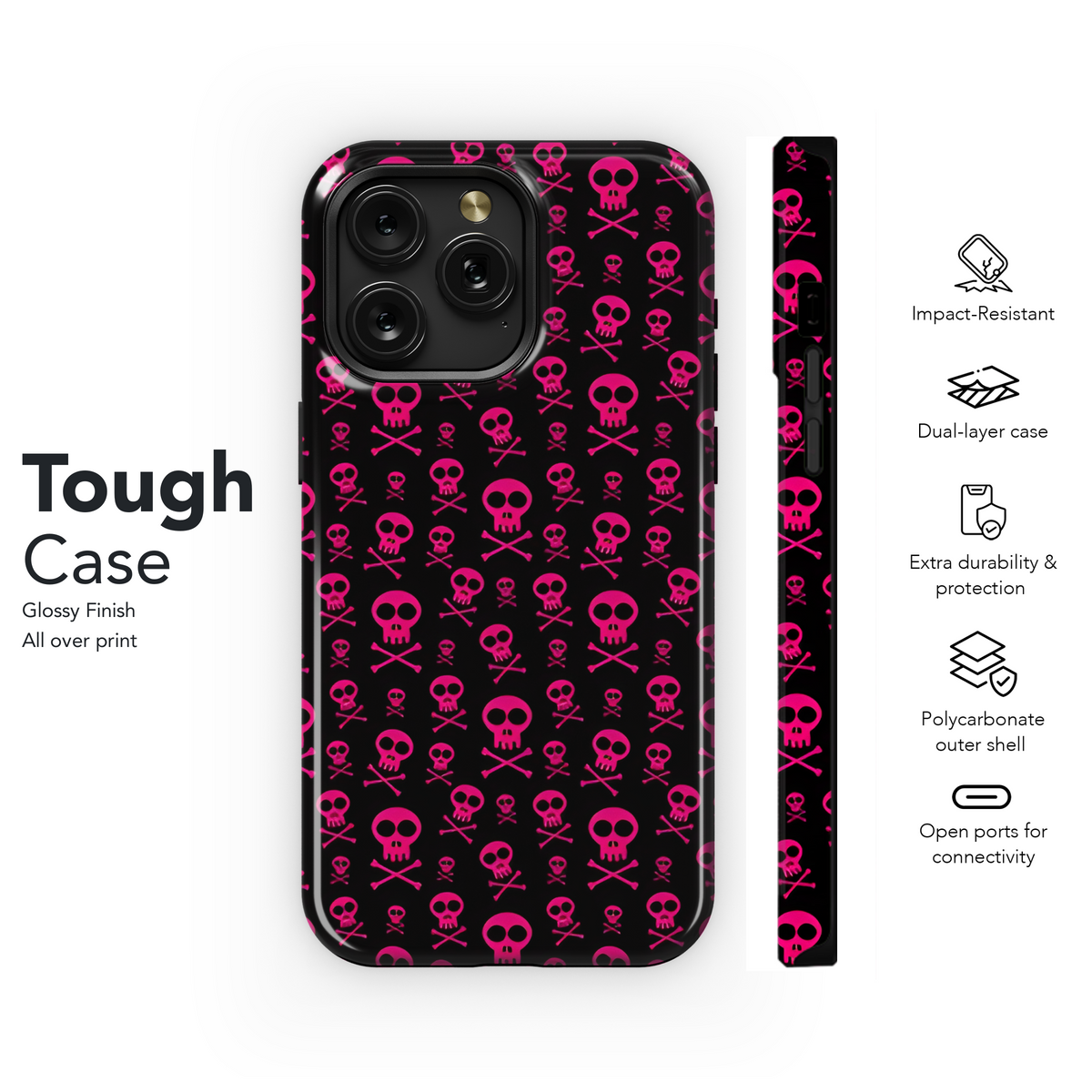 Emo Pink Skull Phone Case iPhone Samsung Cover Pixel 2553 - Image 6