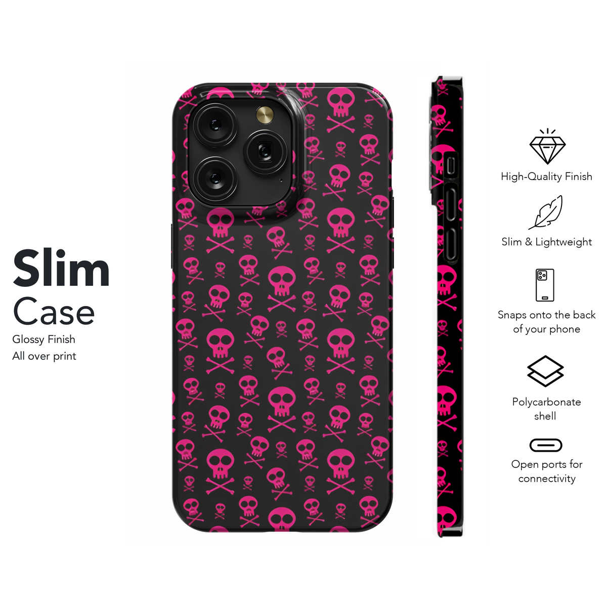 Emo Pink Skull Phone Case iPhone Samsung Cover Pixel 2553 - Image 7