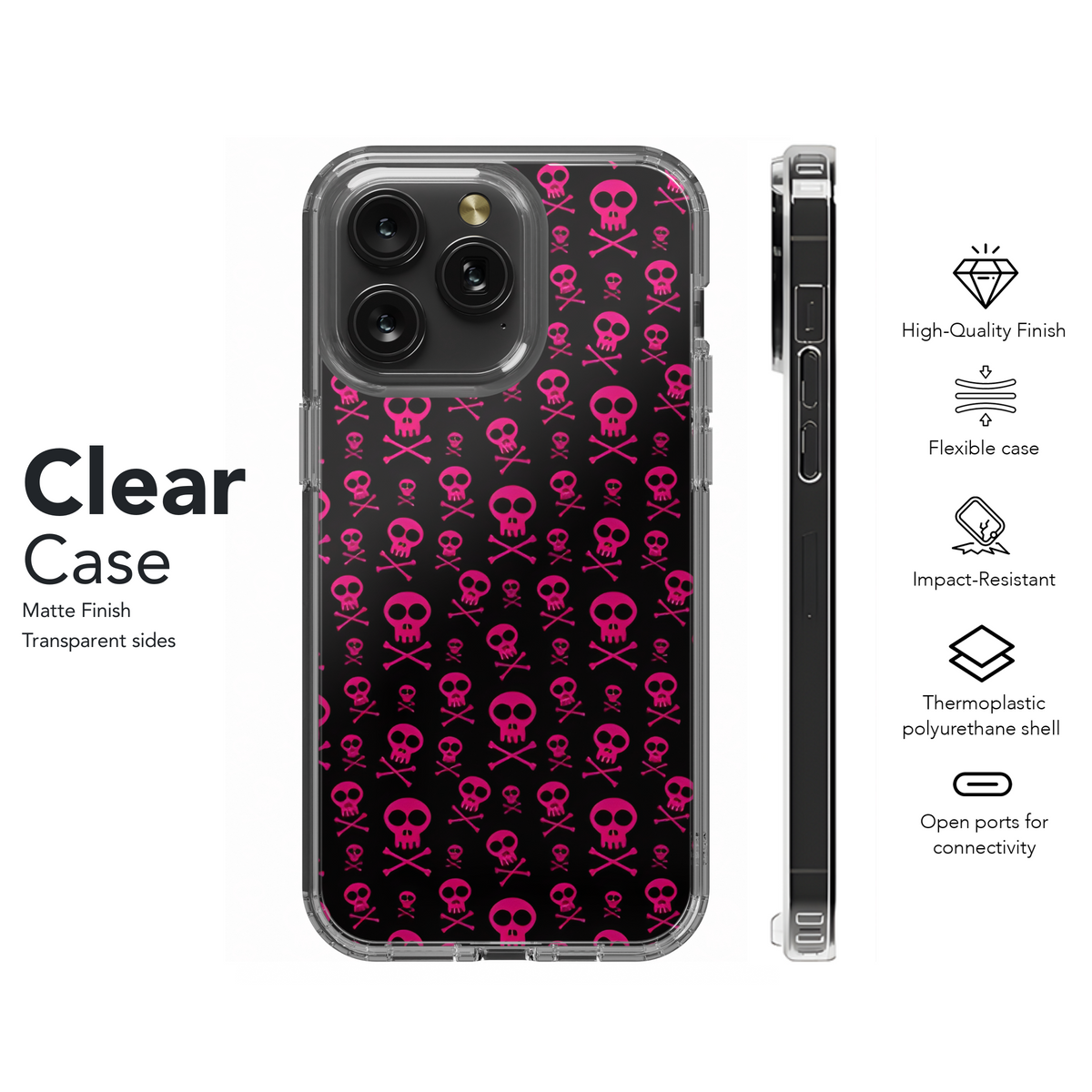 Emo Pink Skull Phone Case iPhone Samsung Cover Pixel 2553 - Image 8