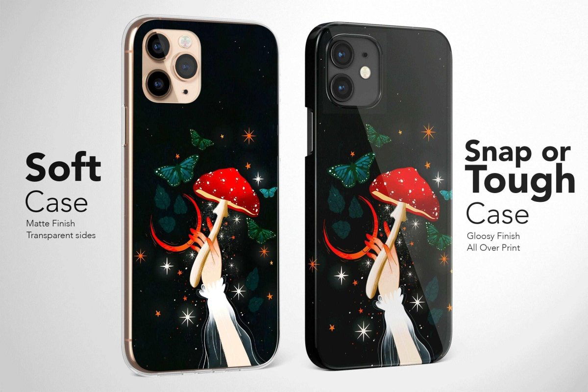 Enchanting Mushroom Hands Phone Case Flower Butterfly Moon Stars Cover - Image 2