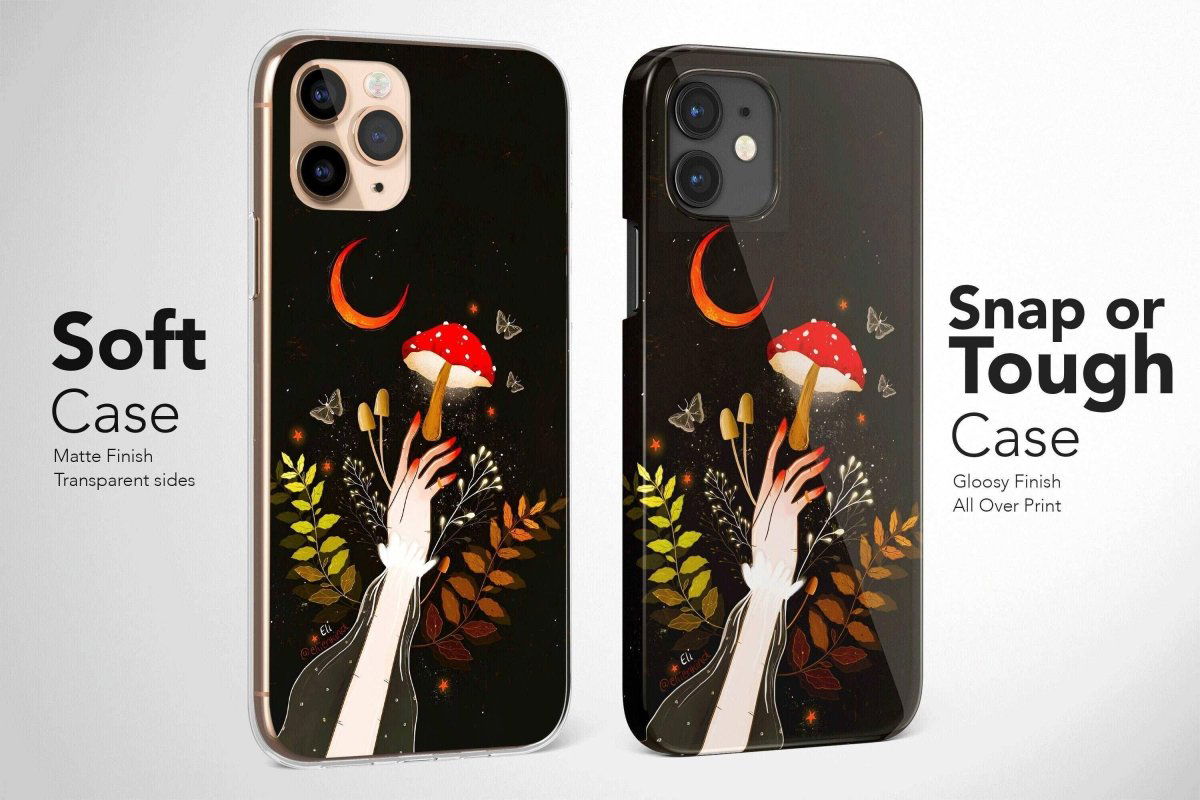 Enchanting Mushroom Hands Phone Case Flower Butterfly Moon Stars Cover - Image 4