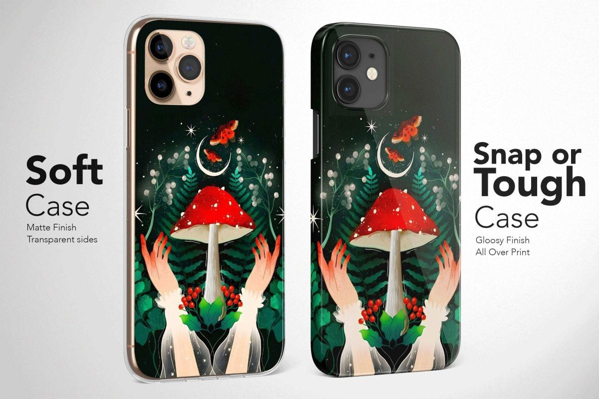 Enchanting Mushroom Hands Phone Case Flower Butterfly Moon Stars Cover - Image 5