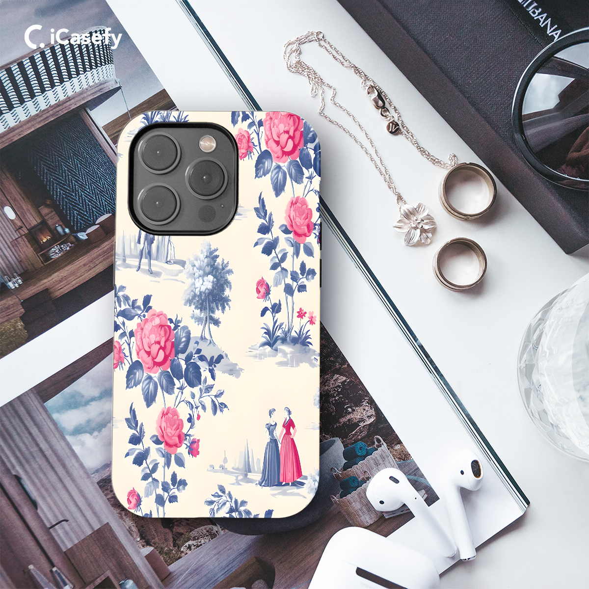 Fairy Flower French Toile De Jouy Phone Case iPhone Samsung Cover Pixel 1192 - Image 3