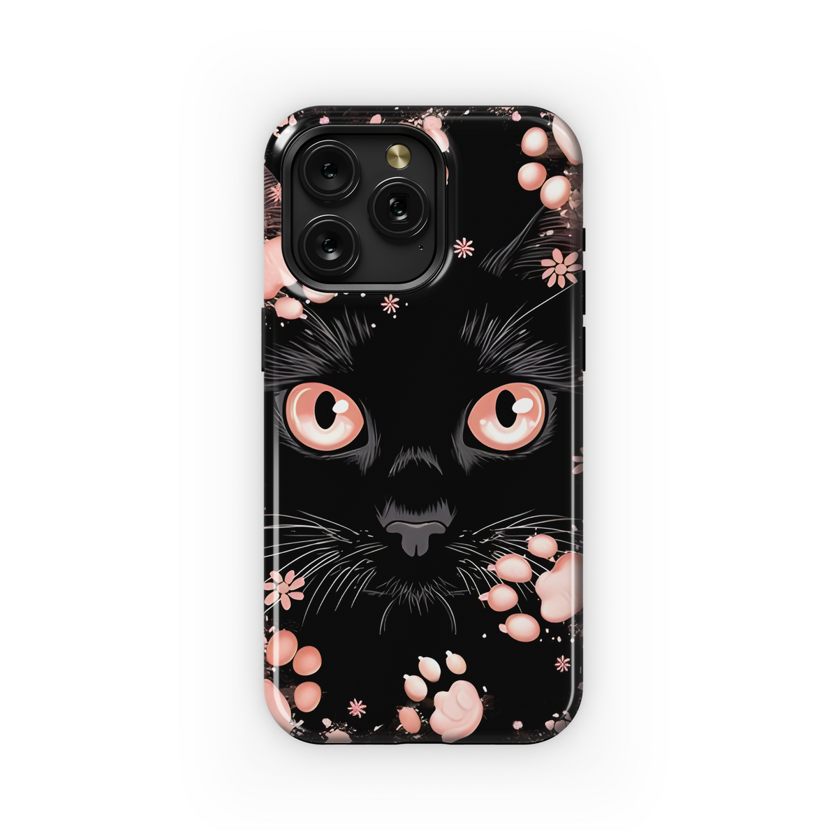 Fantasy Black Cat Pink Paw Phone Case iPhone Samsung Cover Pixel 1739 - Image 1