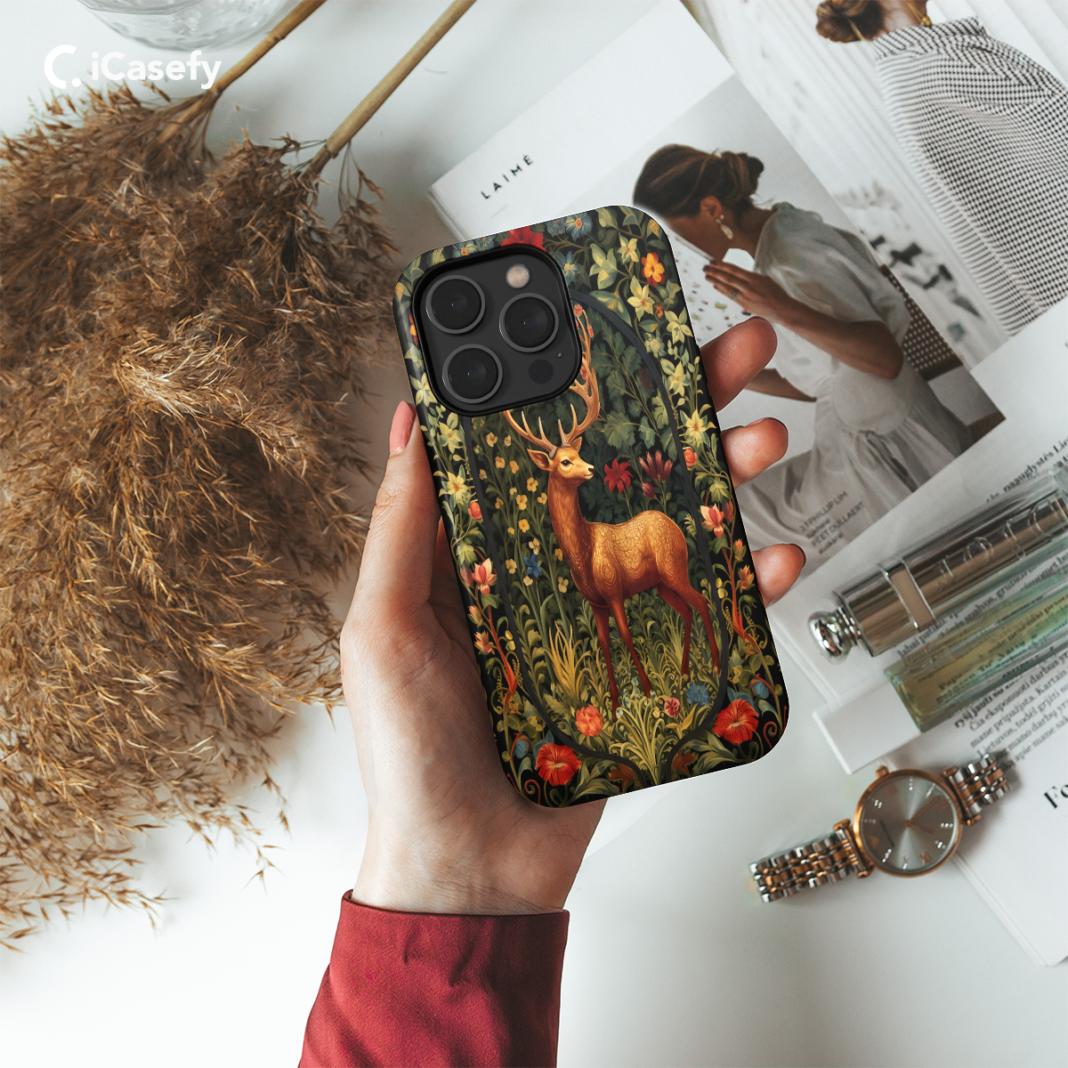 Floral Antelope Phone Case iPhone Samsung Cover Pixel 1236 - Image 2