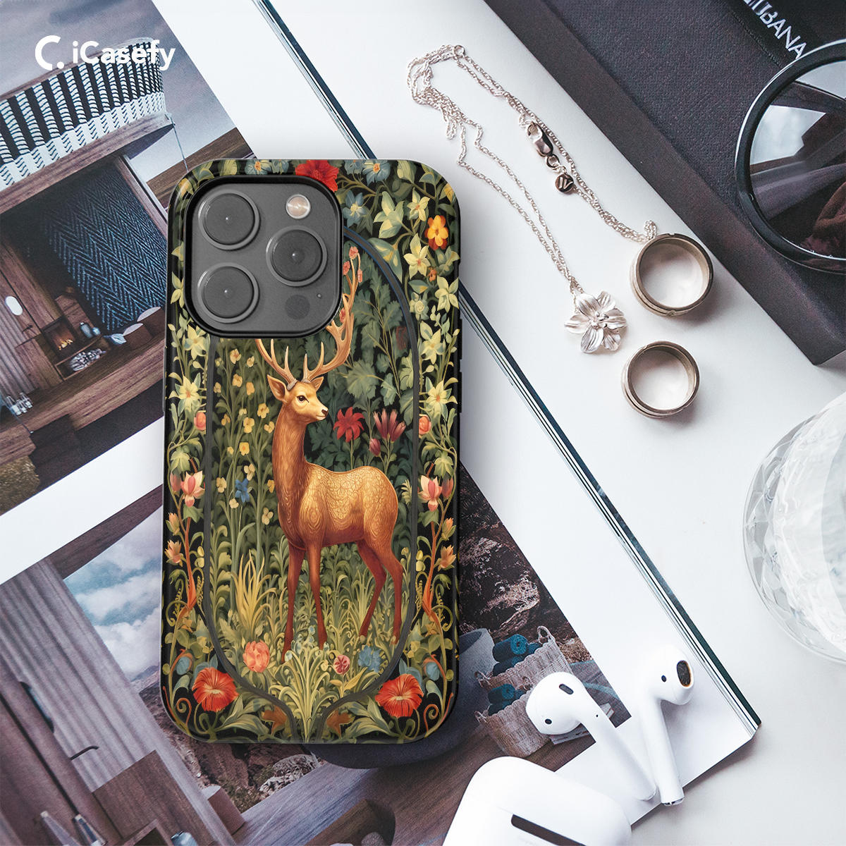 Floral Antelope Phone Case iPhone Samsung Cover Pixel 1236 - Image 3