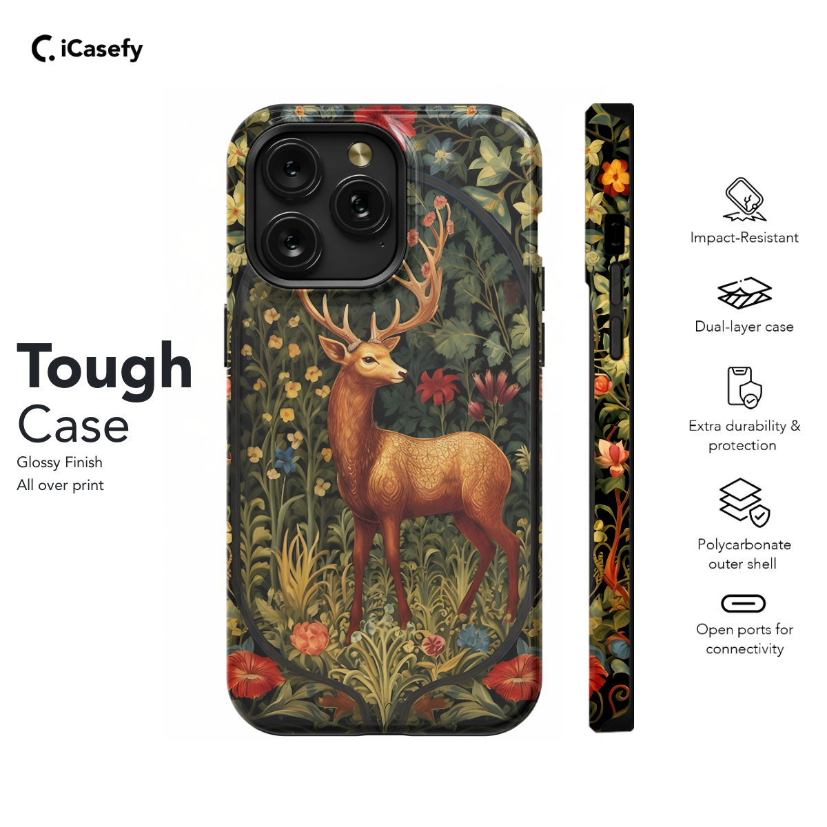 Floral Antelope Phone Case iPhone Samsung Cover Pixel 1236 - Image 5