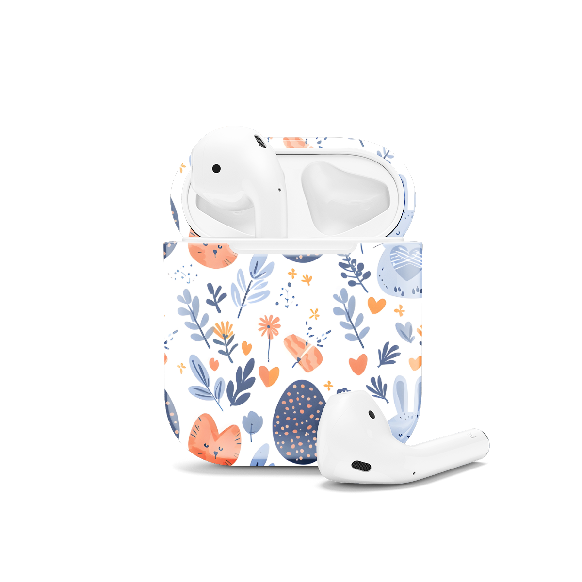 Floral Cute Pastel Easter Eggs Bunnies AirPods Case AirPods Pro AirPods Pro 2 AirPods 3 AirPods 2 Glossy 1151 - Image 1