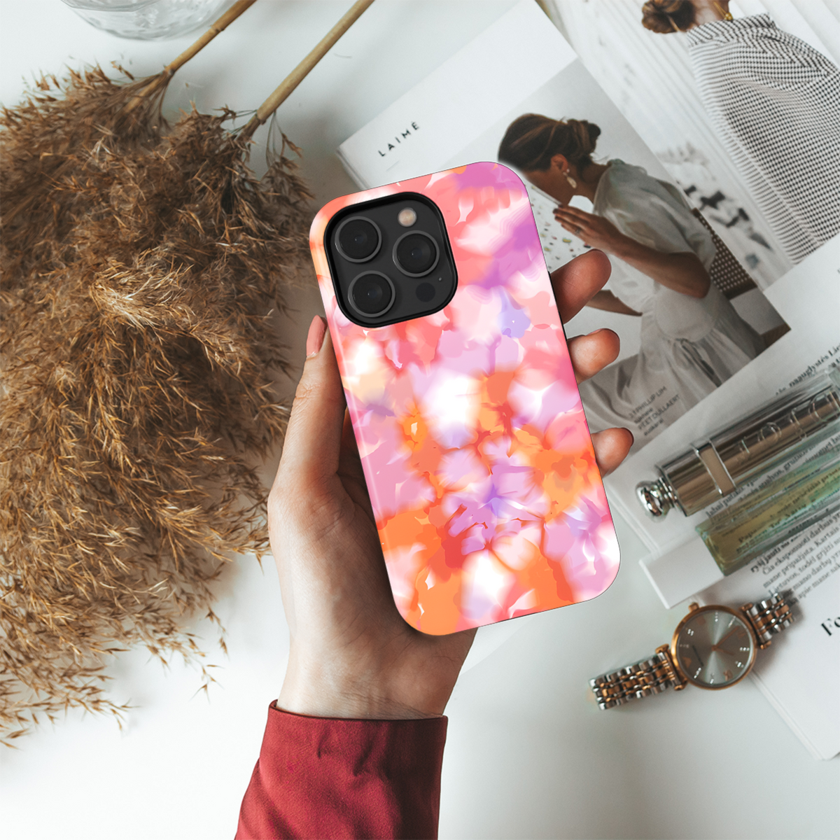 Floral Gradient Tie Dye Phone Case iPhone Samsung Cover Pixel 3825 - Image 4