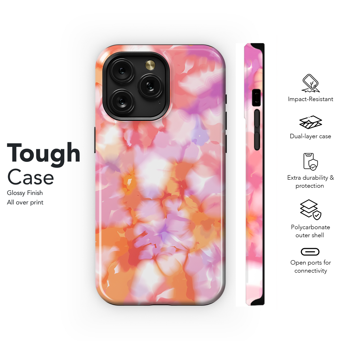 Floral Gradient Tie Dye Phone Case iPhone Samsung Cover Pixel 3825 - Image 6