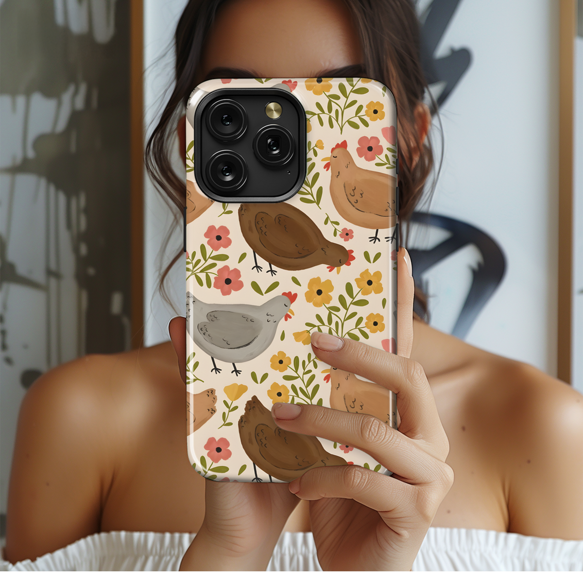 Floral Hen Pattern
 Phone Case iPhone Samsung Cover Pixel 4241 - Image 2