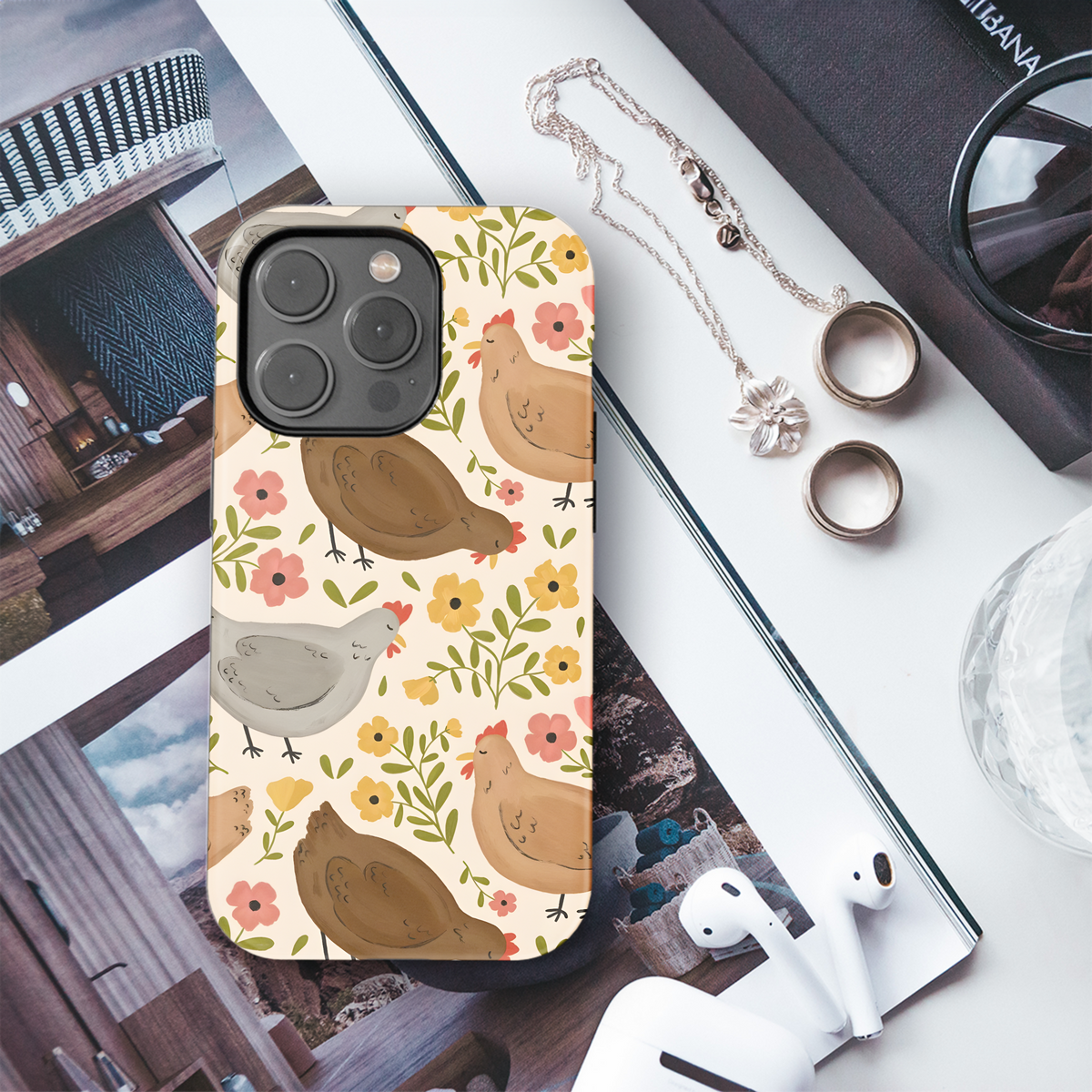 Floral Hen Pattern
 Phone Case iPhone Samsung Cover Pixel 4241 - Image 3