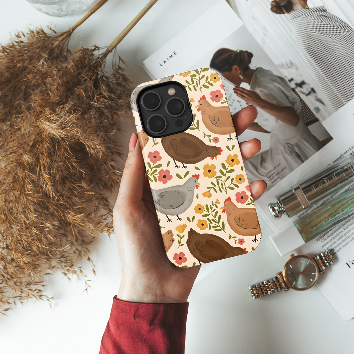 Floral Hen Pattern
 Phone Case iPhone Samsung Cover Pixel 4241 - Image 4