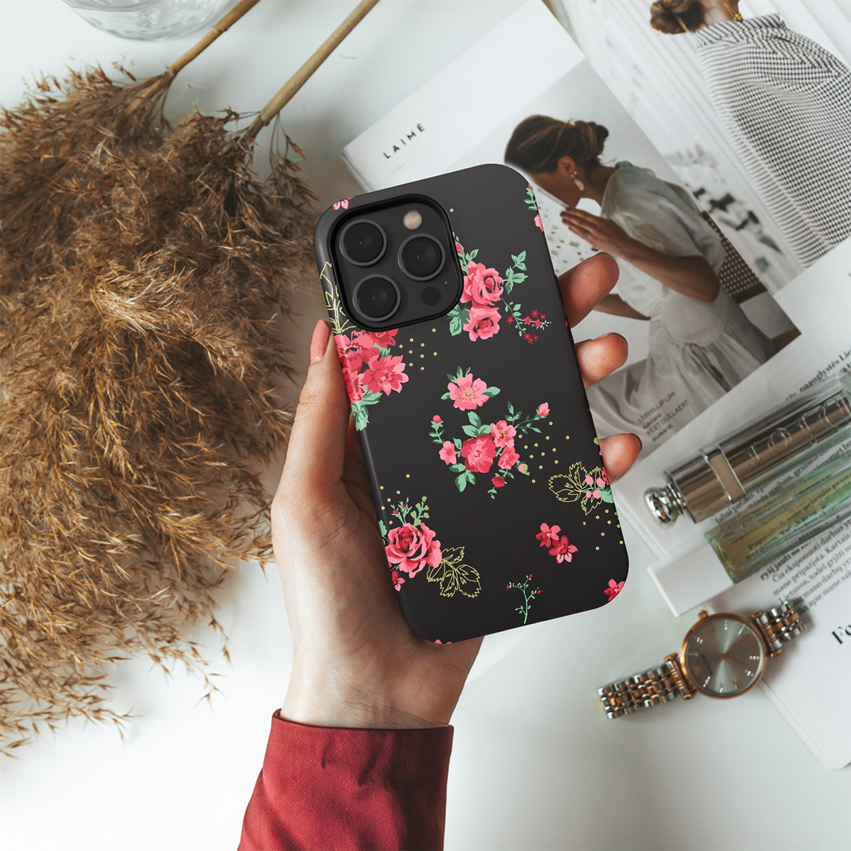 Floral Motif Phone Case iPhone Samsung Cover Pixel 3184 - Image 4