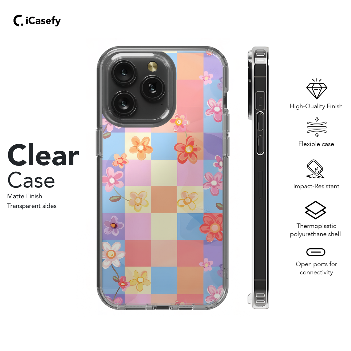 Floral Pastel Checkered Phone Case iPhone Samsung Cover Pixel 674 - Image 7