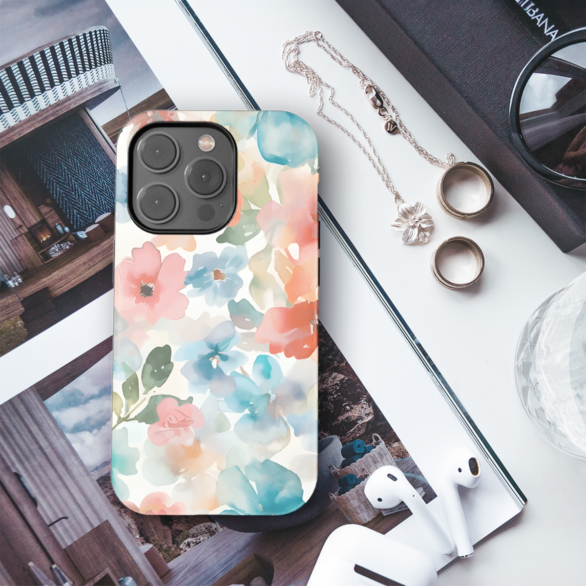 Floral Seamless Abstract Watercolor Flower Phone Case iPhone Samsung Cover Pixel 2468 - Image 3