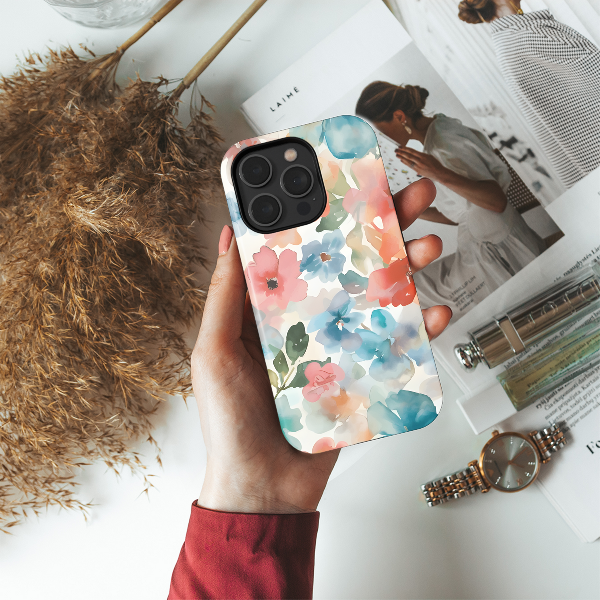 Floral Seamless Abstract Watercolor Flower Phone Case iPhone Samsung Cover Pixel 2468 - Image 4