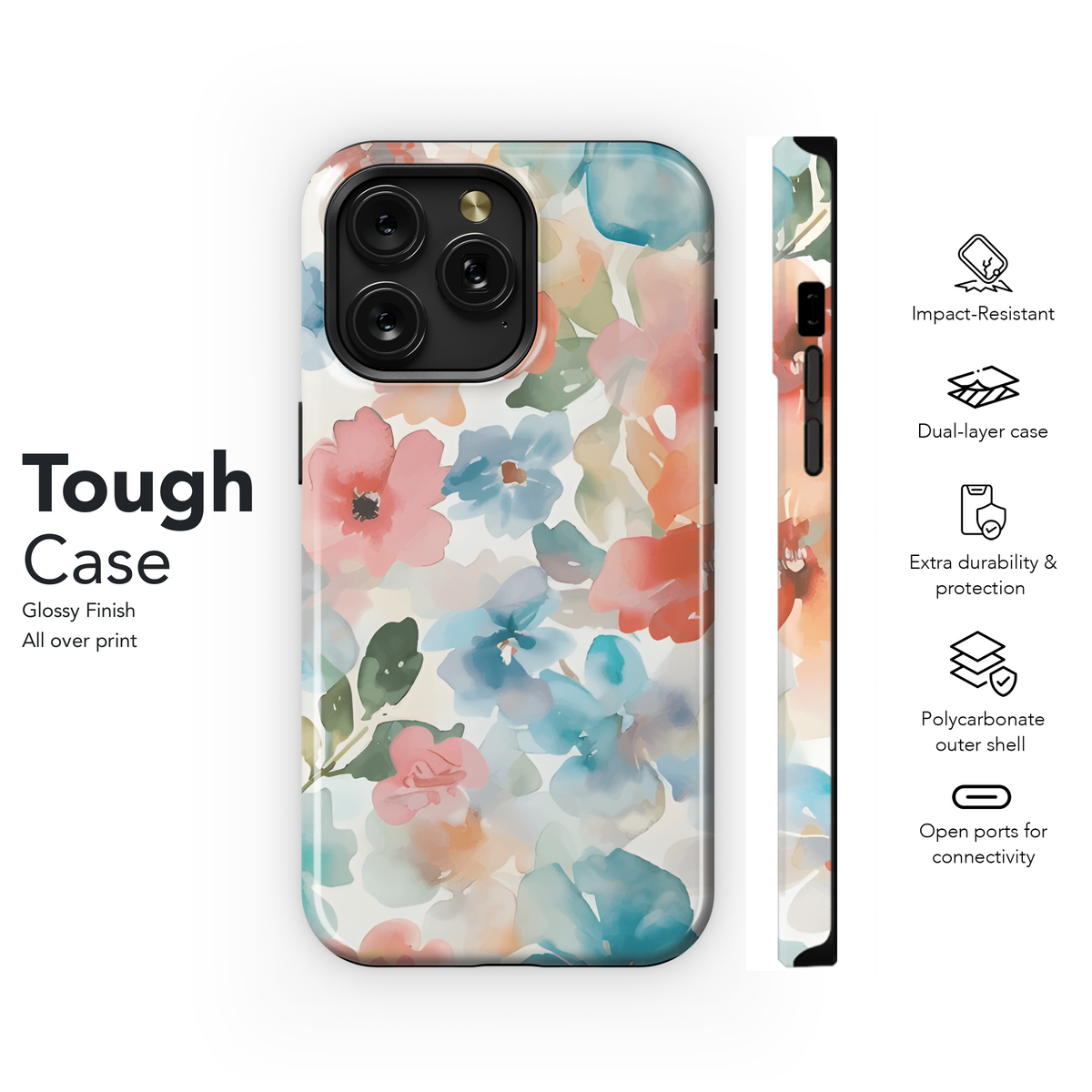 Floral Seamless Abstract Watercolor Flower Phone Case iPhone Samsung Cover Pixel 2468 - Image 6