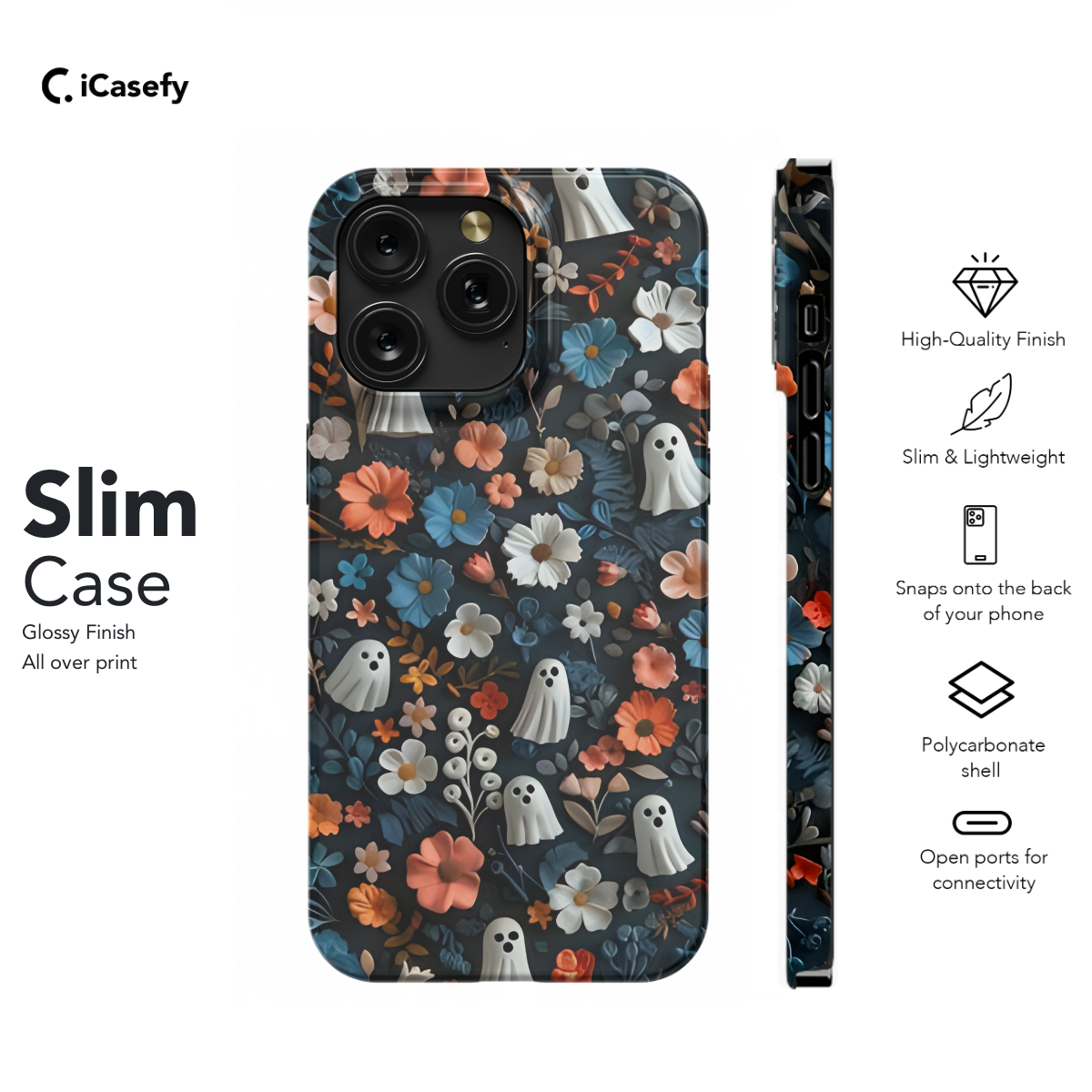 Floral Seamless Cute Ghosts Phone Case iPhone Samsung Cover Pixel 1700 - Image 7