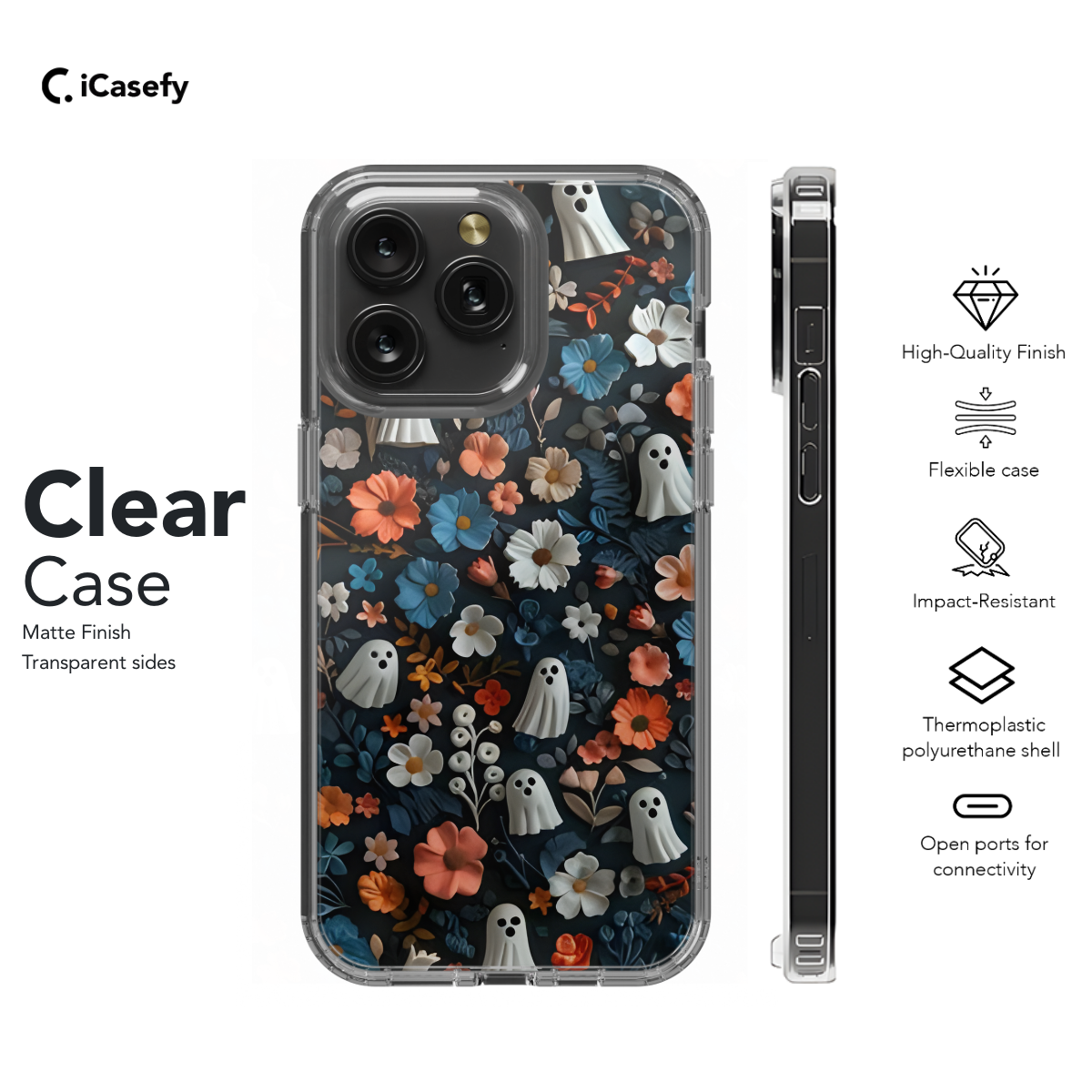 Floral Seamless Cute Ghosts Phone Case iPhone Samsung Cover Pixel 1700 - Image 8