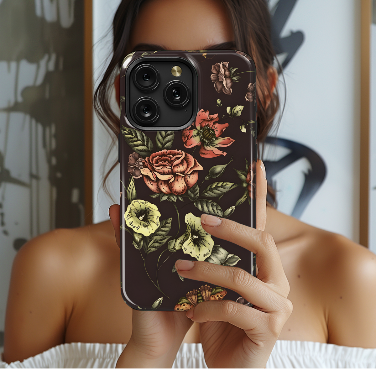 Floral Victorian Moth Phone Case iPhone Samsung Cover Pixel 3937 - Image 2