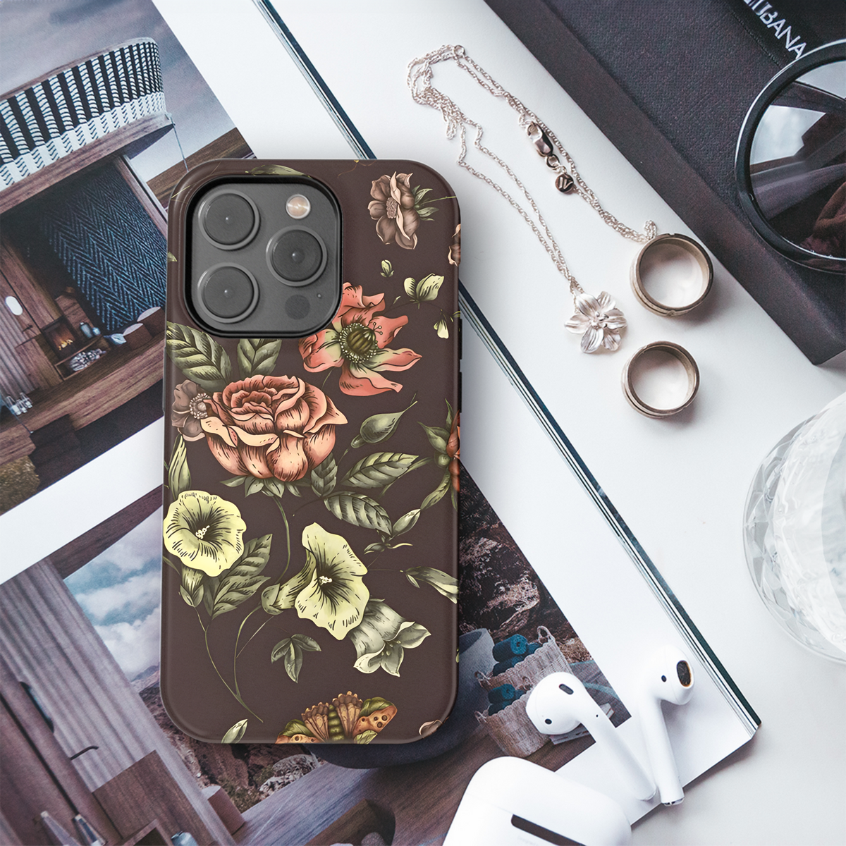 Floral Victorian Moth Phone Case iPhone Samsung Cover Pixel 3937 - Image 3