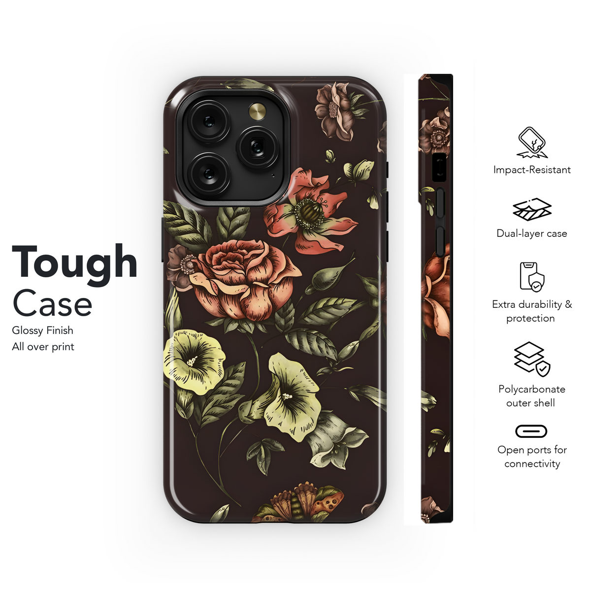 Floral Victorian Moth Phone Case iPhone Samsung Cover Pixel 3937 - Image 6