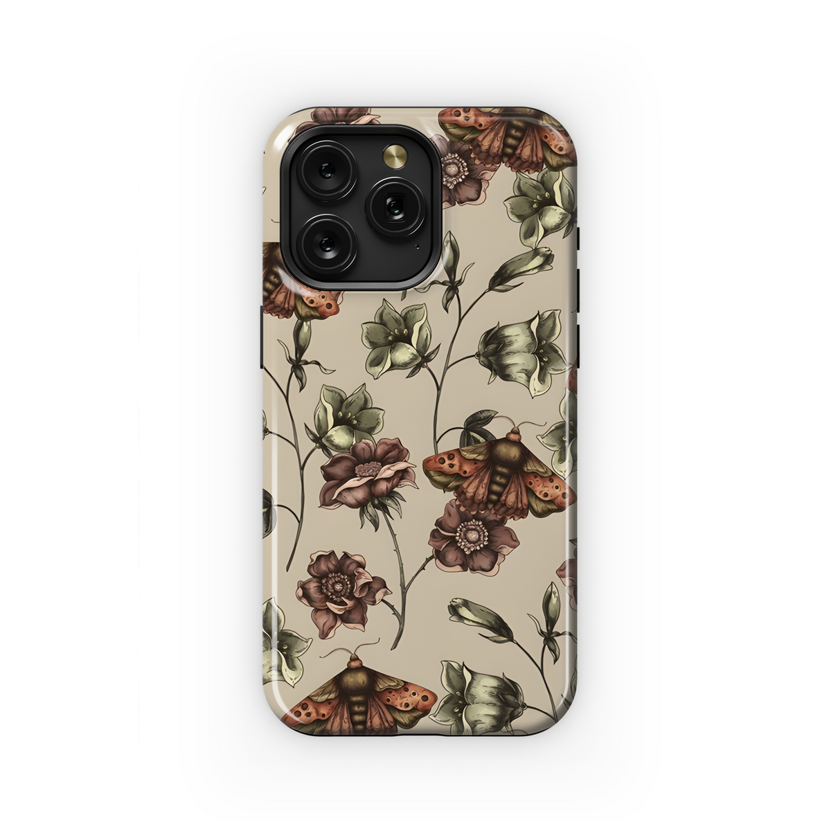 Floral Vintage Dark Wildflowers Moth Phone Case iPhone Samsung Cover Pixel 3938 - Image 1