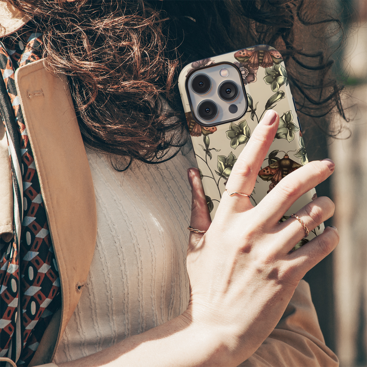 Floral Vintage Dark Wildflowers Moth Phone Case iPhone Samsung Cover Pixel 3938 - Image 5