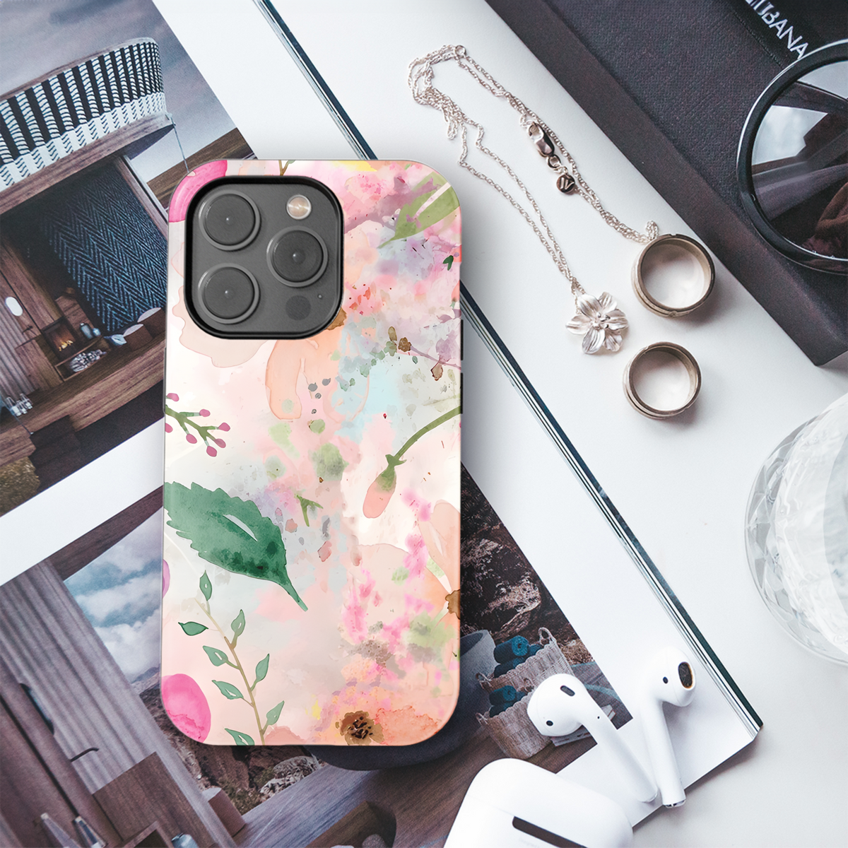 Floral Watercolor Pattern Phone Case iPhone Samsung Cover Pixel 2295 - Image 3