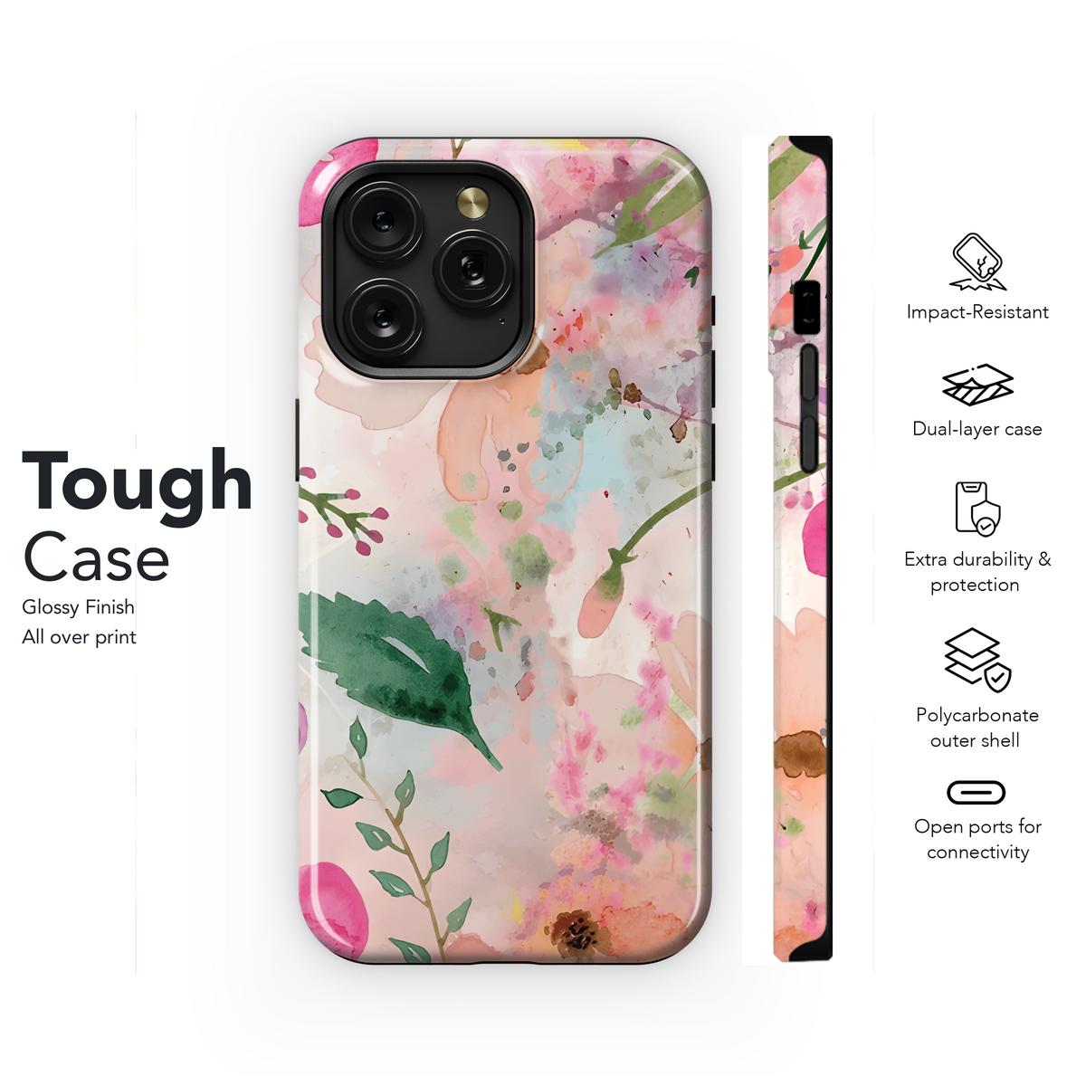 Floral Watercolor Pattern Phone Case iPhone Samsung Cover Pixel 2295 - Image 6