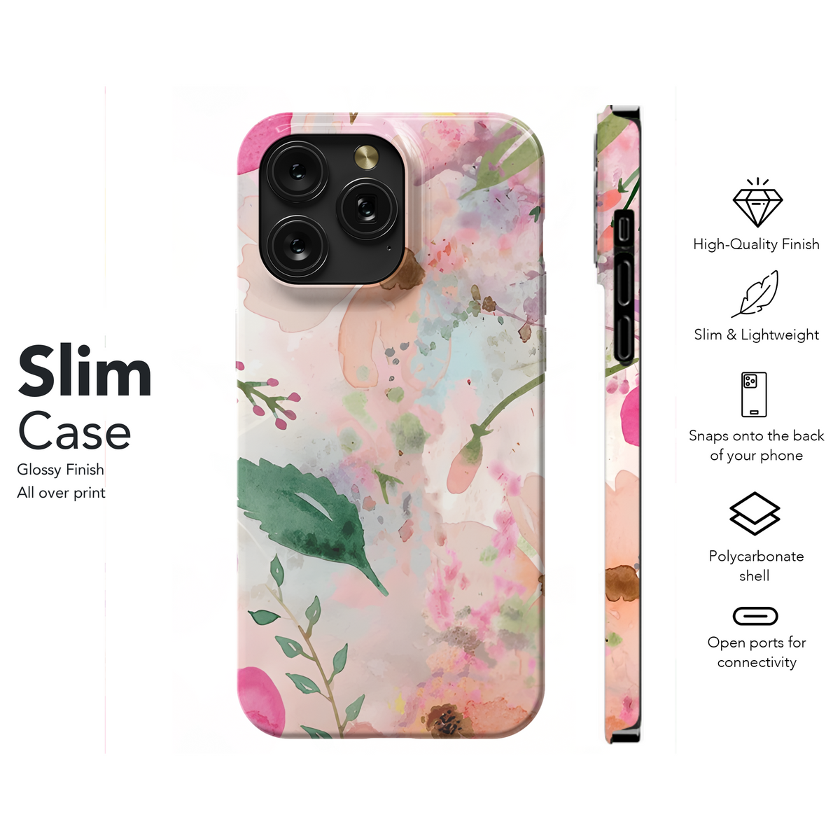 Floral Watercolor Pattern Phone Case iPhone Samsung Cover Pixel 2295 - Image 7