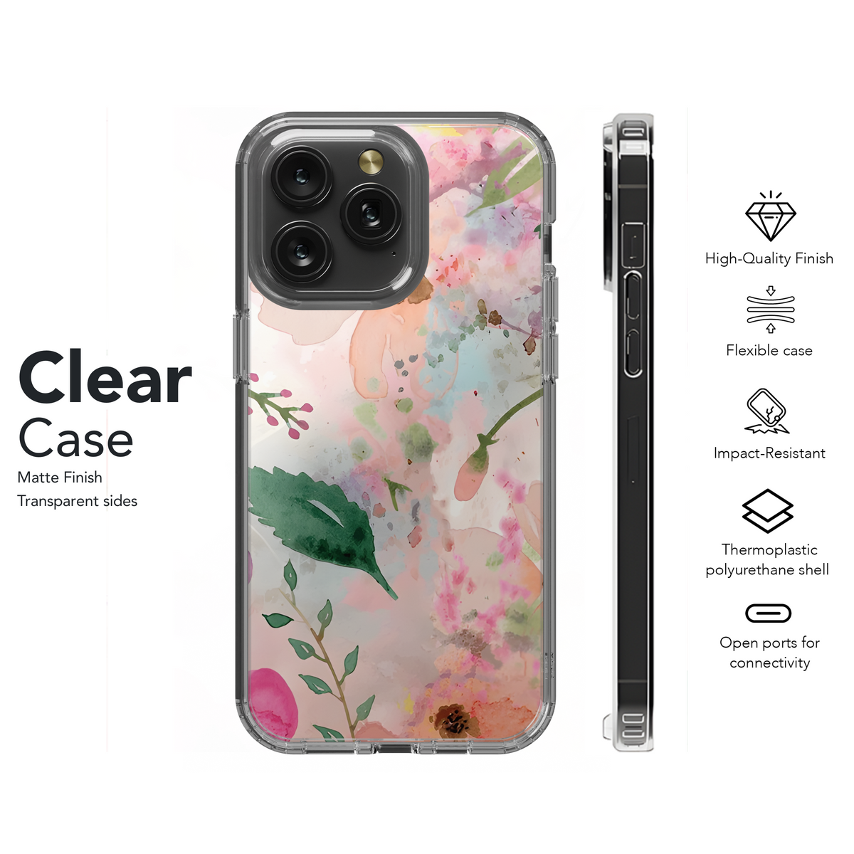 Floral Watercolor Pattern Phone Case iPhone Samsung Cover Pixel 2295 - Image 8