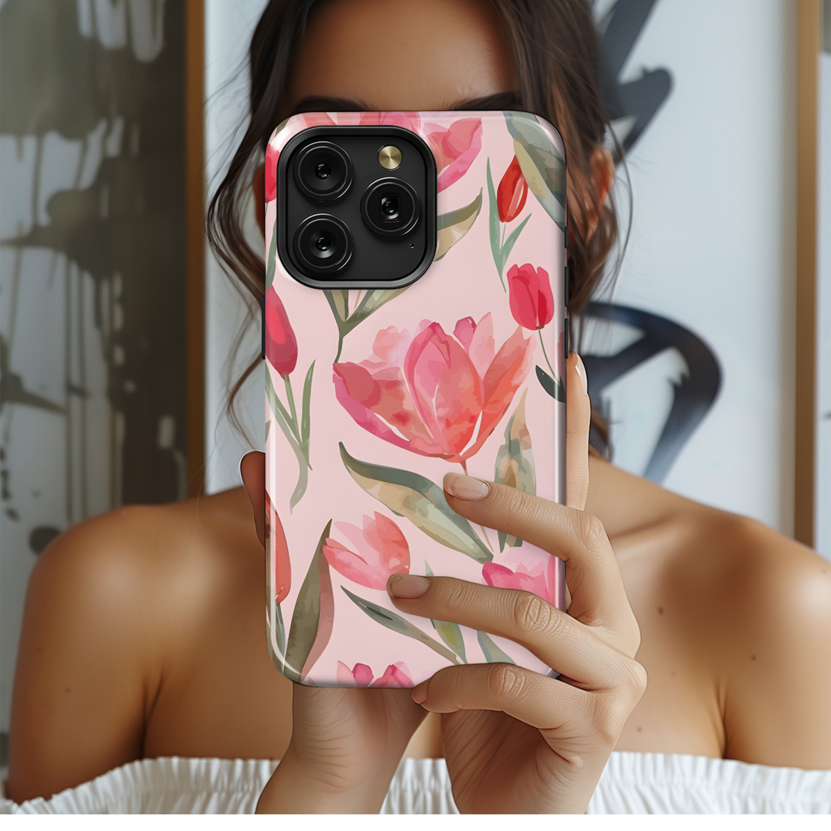 Floral Watercolor Tulips Phone Case iPhone Samsung Cover Pixel 3934 - Image 2