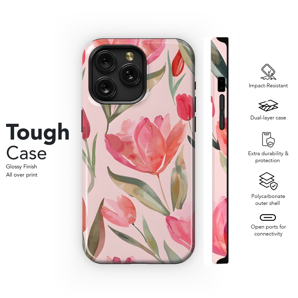 Floral Watercolor Tulips Phone Case iPhone Samsung Cover Pixel 3934 - Image 6