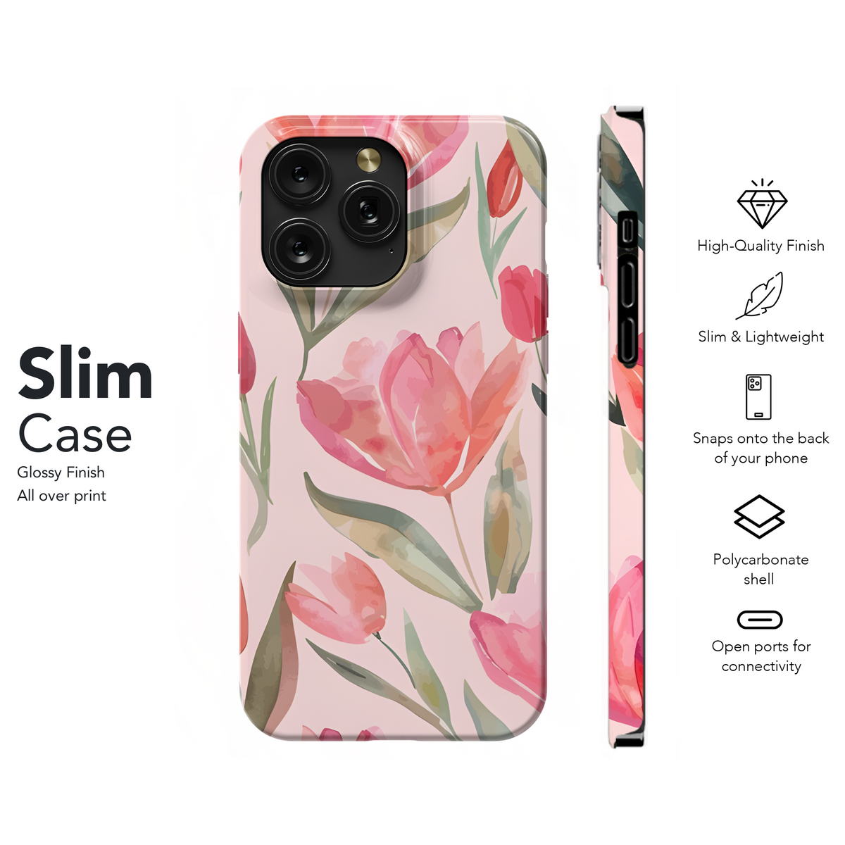 Floral Watercolor Tulips Phone Case iPhone Samsung Cover Pixel 3934 - Image 7