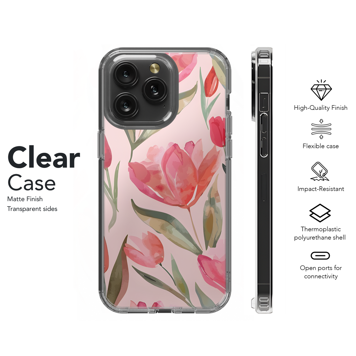 Floral Watercolor Tulips Phone Case iPhone Samsung Cover Pixel 3934 - Image 8