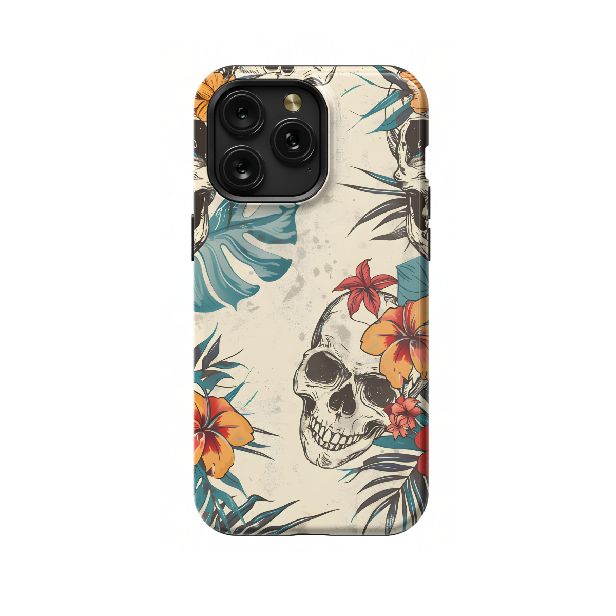 Flower Skull Beach Vibe Phone Case iPhone Samsung Pixel & More 354 - Image 1