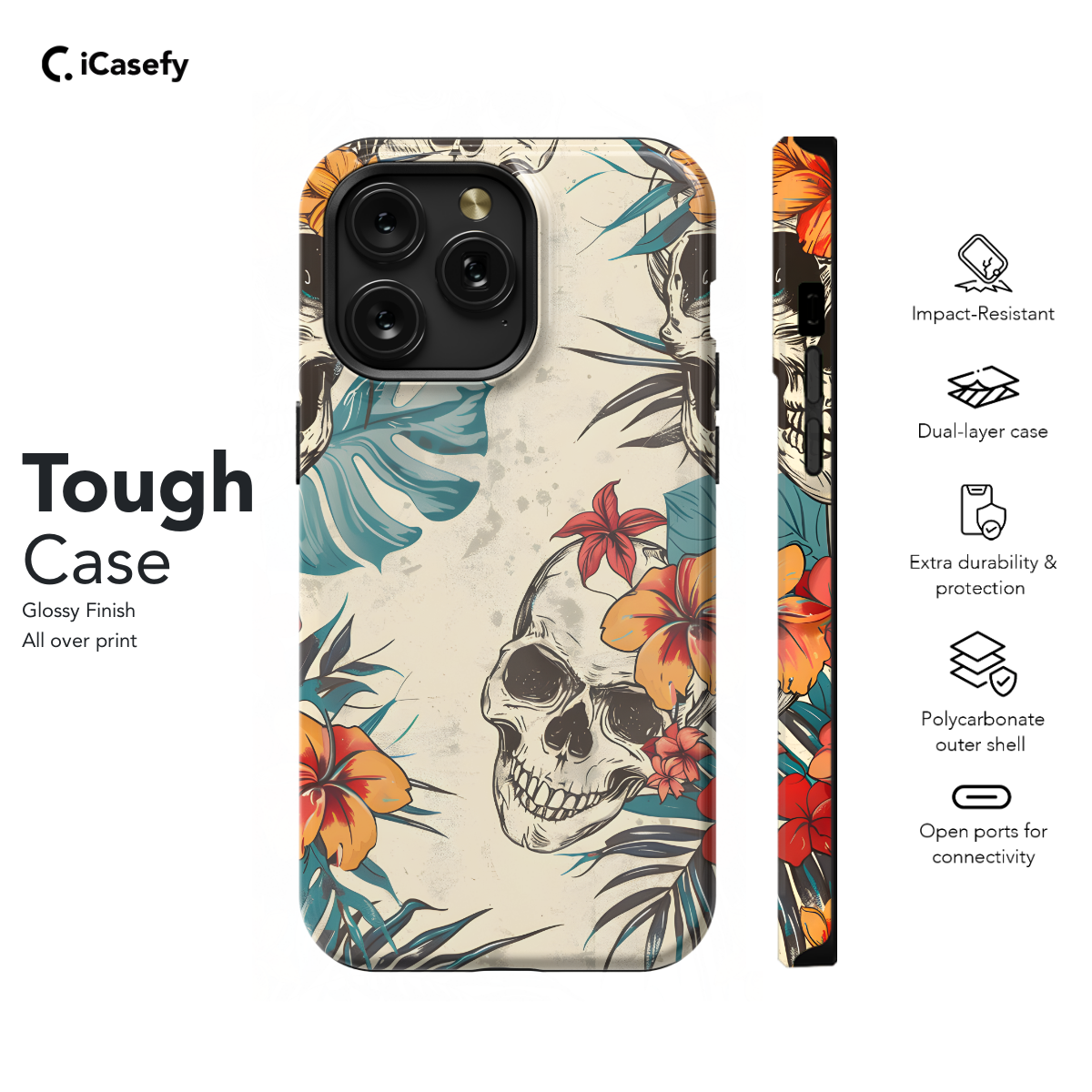 Flower Skull Beach Vibe Phone Case iPhone Samsung Pixel & More 354 - Image 5