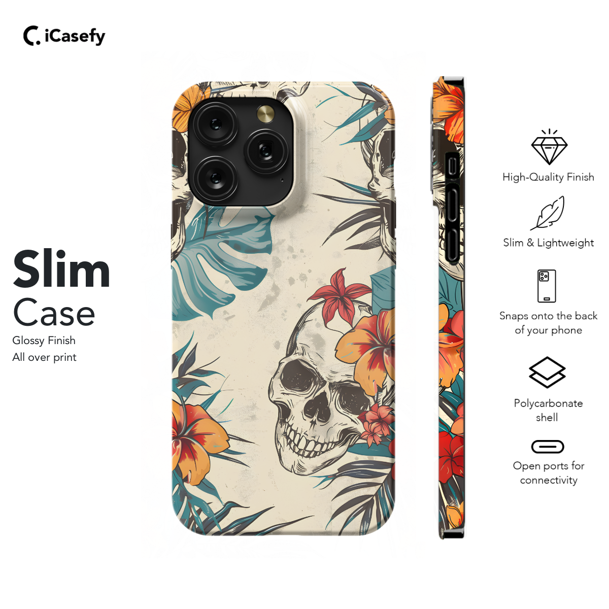 Flower Skull Beach Vibe Phone Case iPhone Samsung Pixel & More 354 - Image 6