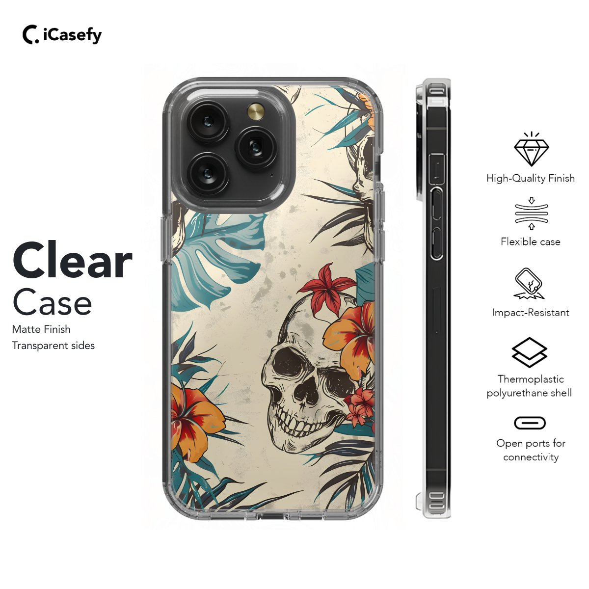 Flower Skull Beach Vibe Phone Case iPhone Samsung Pixel & More 354 - Image 7