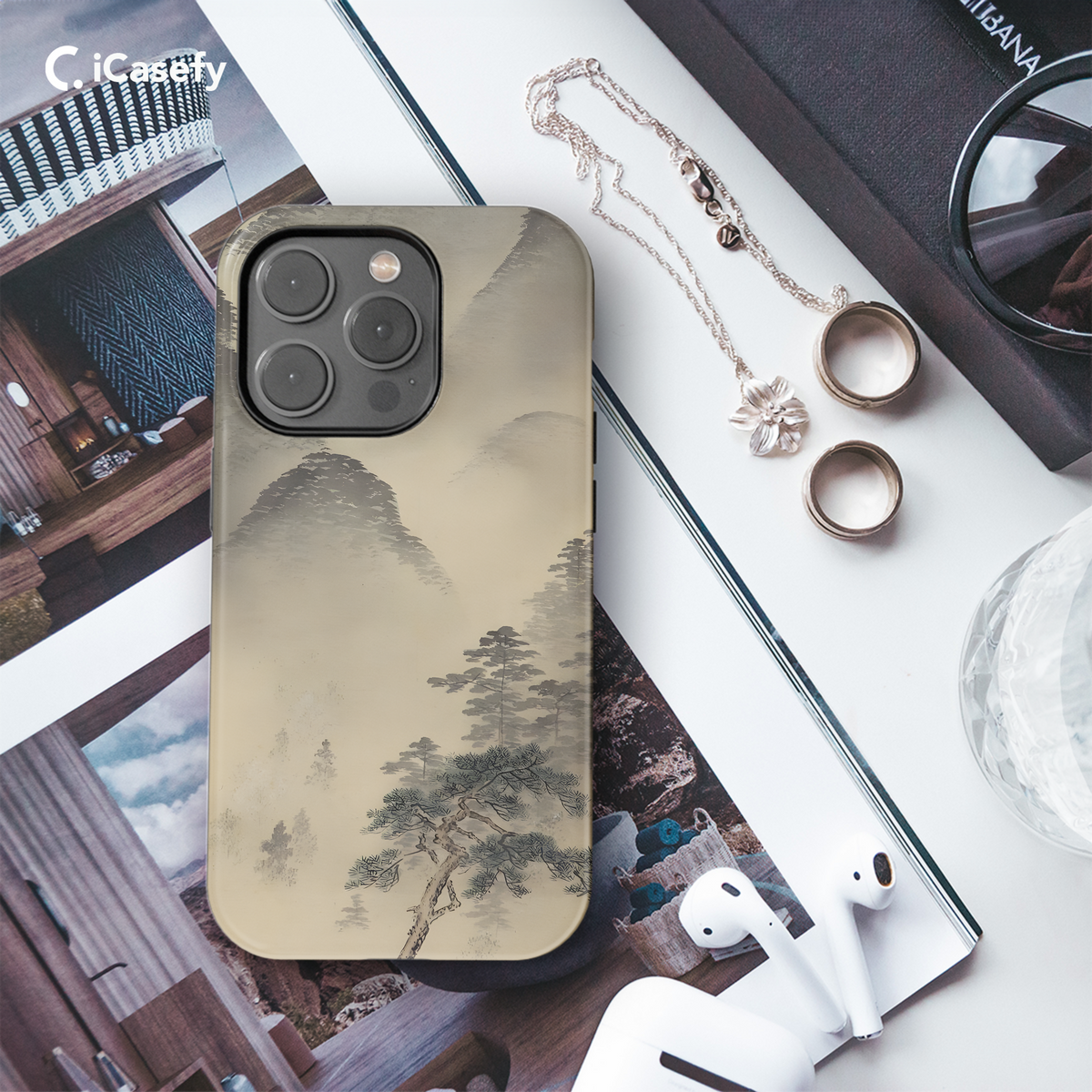 Foggy Tree Mountains Phone Case iPhone Samsung Cover Pixel 1941 - Image 3