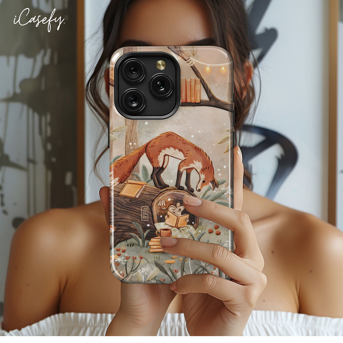 Fox Drawing Phone Case iPhone Samsung Cover Pixel 1720 - Image 2