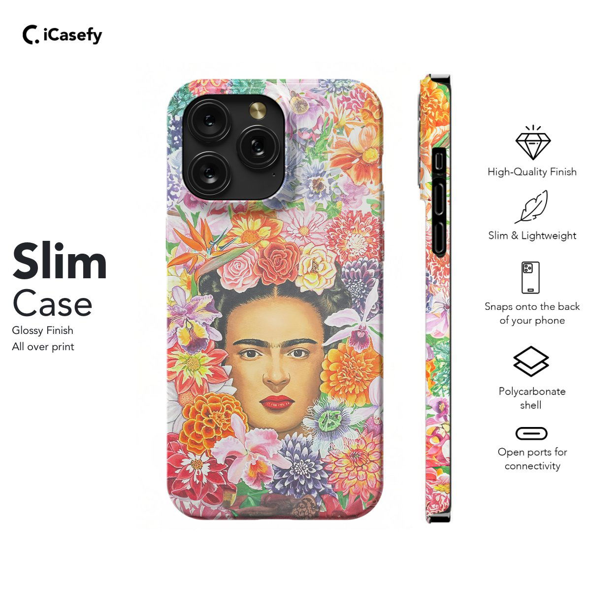 Frida Kahlo Portrait Feminism Surrealism Floral Phone Case iPhone Samsung Pixel & More - Image 5