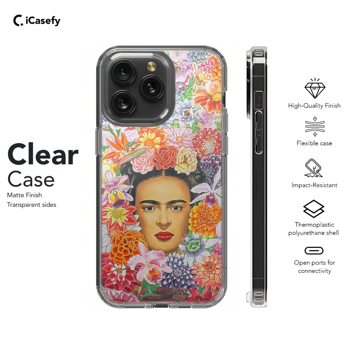 Frida Kahlo Portrait Feminism Surrealism Floral Phone Case iPhone Samsung Pixel & More - Image 7