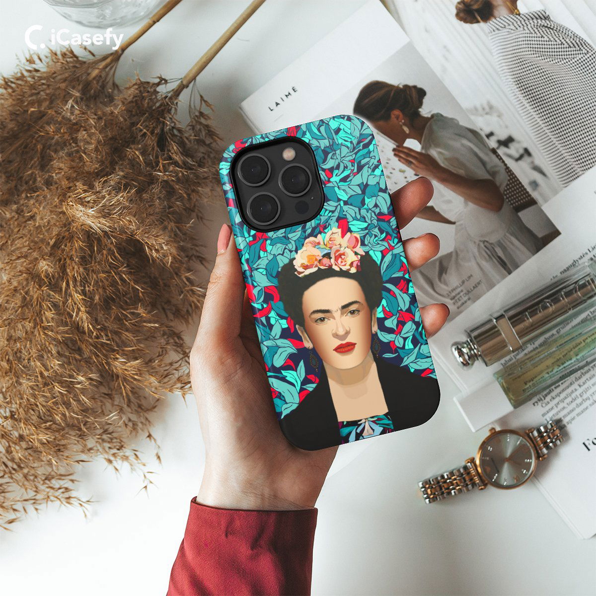 Frida Kahlo Portrait Feminism Surrealism Flower Floral Phone Case iPhone Samsung Pixel & More #10 - Image 2