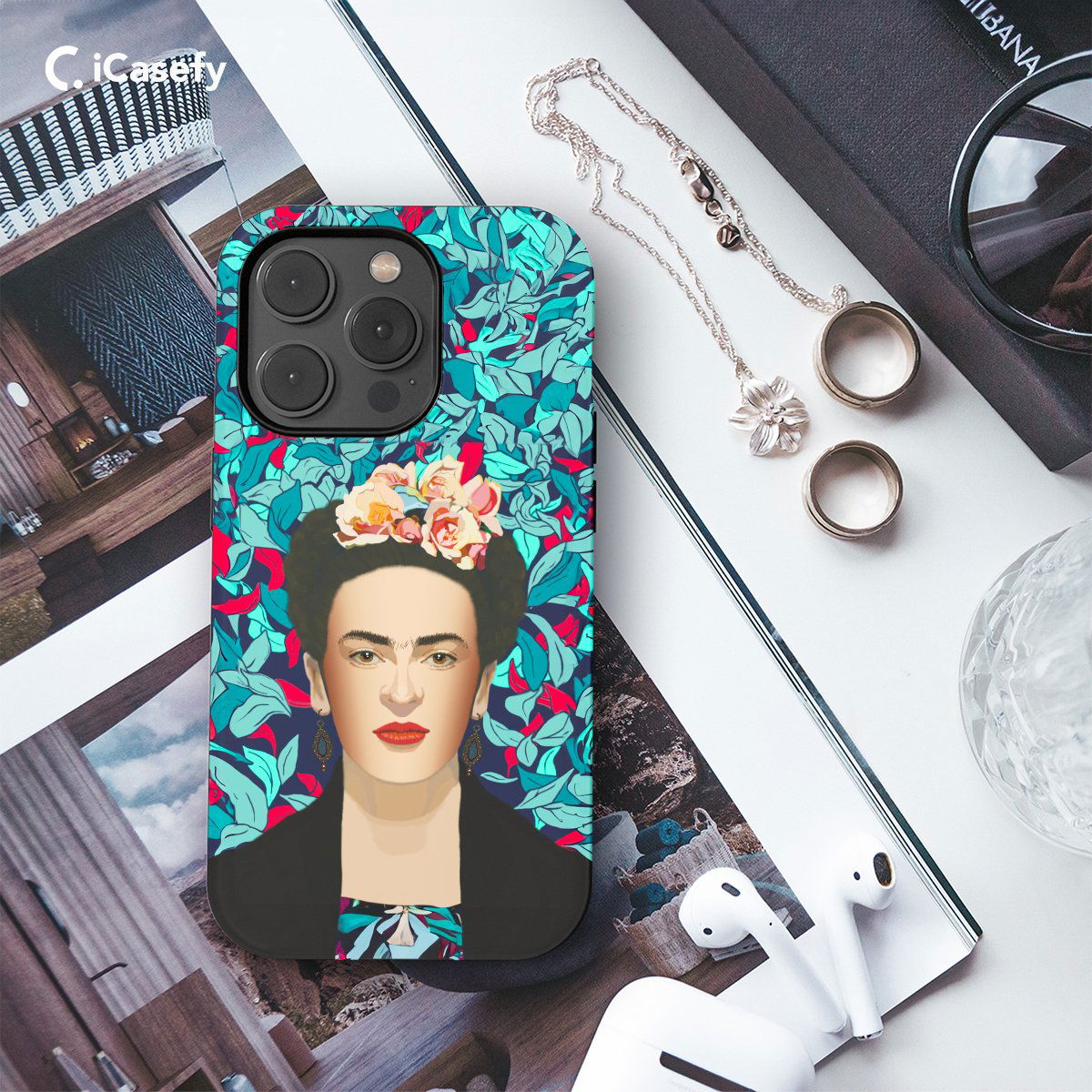 Frida Kahlo Portrait Feminism Surrealism Flower Floral Phone Case iPhone Samsung Pixel & More #10 - Image 3